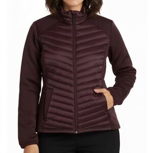 32 DEGREES HEAT Zip Front Puffer Jacket, Women’s M, Deep Burgandy